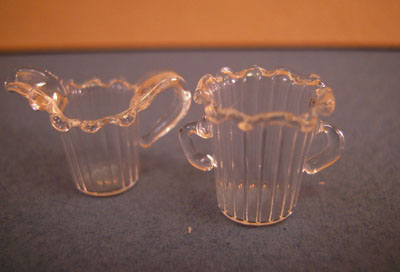 Miniature Glass Creamer and Sugar Bowl 1:12 scale