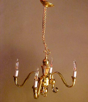 The Lighting Bug Handcrafted Four Light Brass Chandelier 1:24 scale