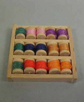 Box Shelf of spools of thread 1:12 scale
