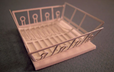 White Dish Drainer with Mat 1:12 scale