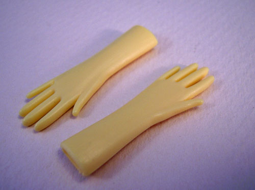 Yellow Rubber Work Gloves 1:12 Scale Dollhouse Miniature 