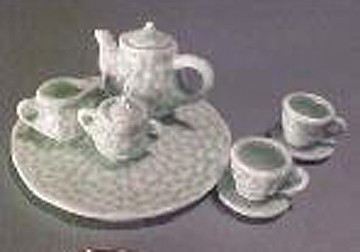 Green Basket Weave Tea Set 1:12 scale