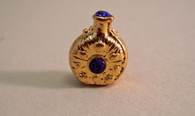 Miniature Sapphire and Gold Perfume Bottle 1:12 scale