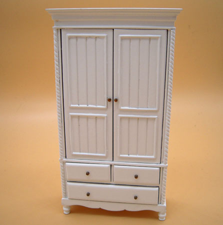 JBM Miniature White Country Wardrobe 1:12 scale 