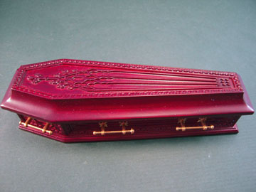 Jeannetta Kendall Mahogany Wooden Coffin 1:12 scale