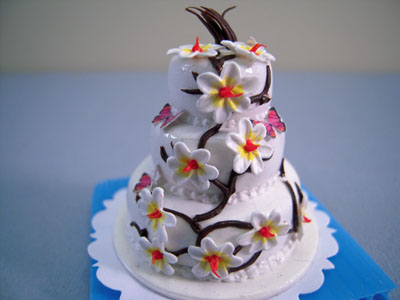 Bright deLights Three Tier Butterfly Flower Cake 1:12 scale