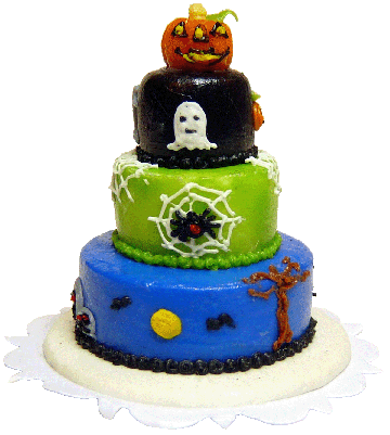 Bright deLights Halloween Jack-O-Lantern Three Tier Cake 1:12 scale