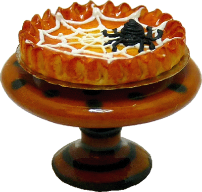 Spider Pumpkin Pie On a Halloween Pie Plate 1:12 scale