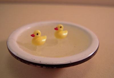 Karen Aird Handcrafted Metal Bowl Of Baby Duck 1:12 scale