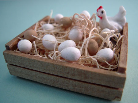 Handcrafted Eggs In A Wooden Crate 1:12 scale