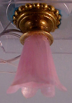 Pastel Pink Tulip Shade Ceiling Fixture 1:12 scale