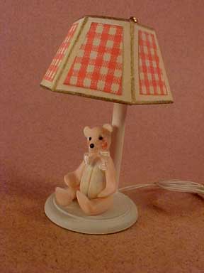 Pink Teddy Nursery Table Lamp 1:12 scale