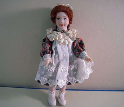 Loretta Kasza Handcrafted Suzanne In An Eyelet Pinafore 1:12 scale