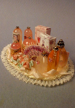 Loretta Kasza Handcrafted Pink Vanity Tray 1:12 scale