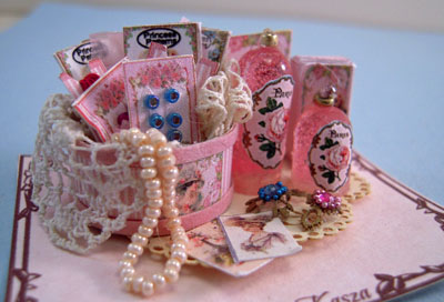 Loretta Kasza 1" Scale Hand Crafted Pink Vanity Display