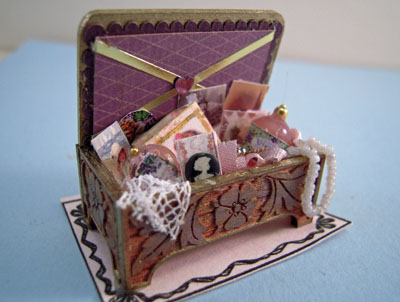 Loretta Kasza 1" Scale Miniature Handcrafted Filled Small Vanity Box