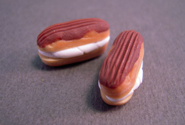 Miniature Pair Of Chocolate Eclairs 1:12 scale