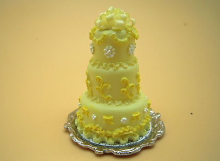 Falcon Three Tier Yellow Wedding Cake 1:12 scale