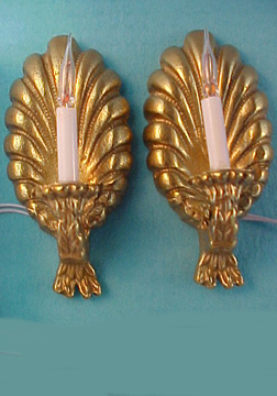 Shell Brass Wall Sconces 1:12 scale