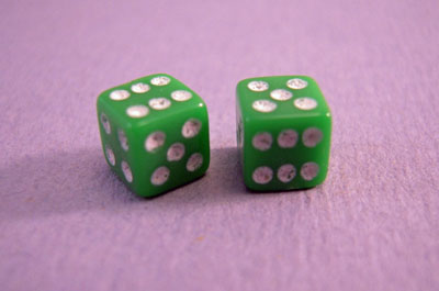 Miniature Green Dice 1:12 scale