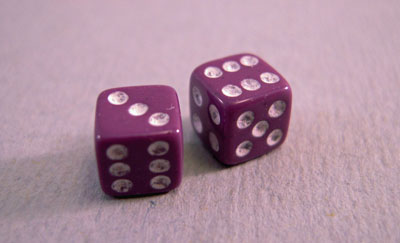 Miniature Purple Dice 1:12 scale