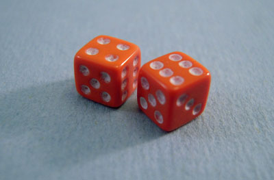 Miniature Orange Dice 1:12 scale