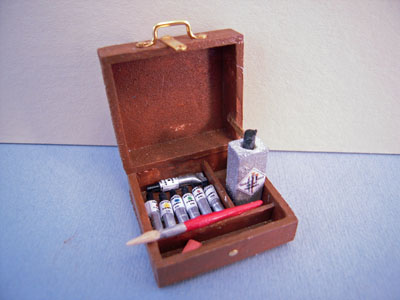 Handcrafted Small Filled Painter's Box 1:12 scale