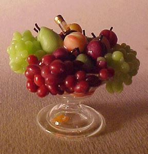 Glass Compote with Fruit and Wine 1:12 scale