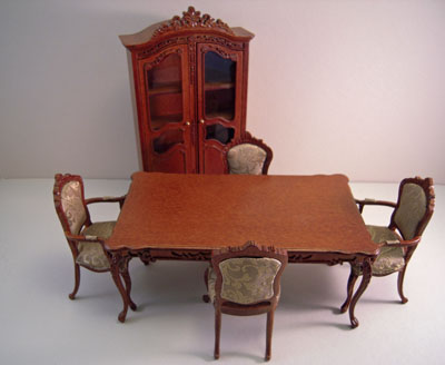 Platinum Collection Six Piece Walnut Garfield Dining Room Set 1:12 scale