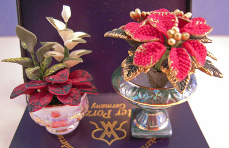 Reutter Poinsettia and Lilly Arrangements 1:12 scale 