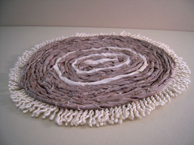 Miniature Handcrafted Tan & Cream Rag Rug 1:12 scale