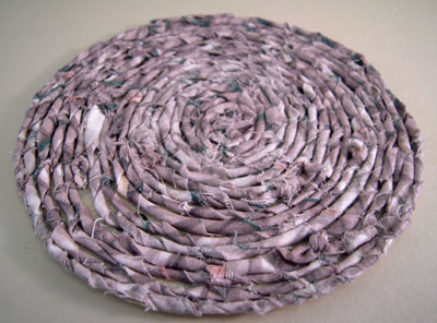 Miniature Handcrafted Mauve Rag Rug 1:12 scale