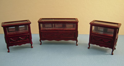 Bespaq Mahogany Three Piece Shoppe Display Case Set 1:24 scale