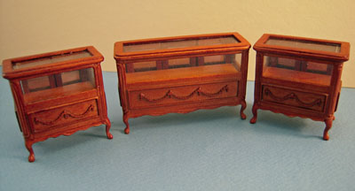 Bespaq Walnut Three Piece Shoppe Display Case Set 1:24 scale