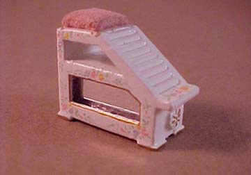 Bespaq Hand Painted White Emporium Shoe Fitting Stool 1:24 scale