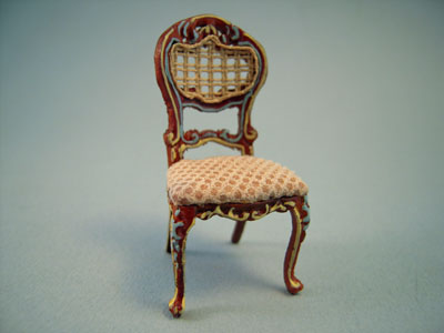 Bespaq Miniature Hand Painted Walnut and Beige Portia Side Chair 1:24 scale