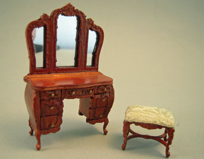 Bespaq Walnut Mi Lady's Vanity and Bench 1:24 scale