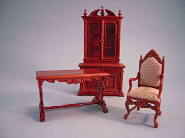 Bespaq Walnut Chestney 3 Piece Library Set 1:24 scale