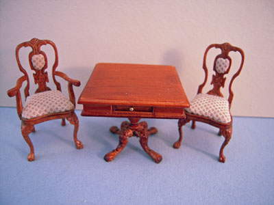 Bespaq 3 Piece Portia Walnut Game Table Set 1:24 scale