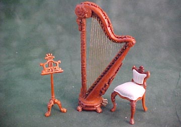 Bespaq Fantasy Lyre Walnut 3 Piece Harp Set 1:24 scale