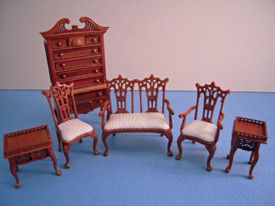 Bespaq 6 Piece Walnut Washington Parlor Set 1:24 scale