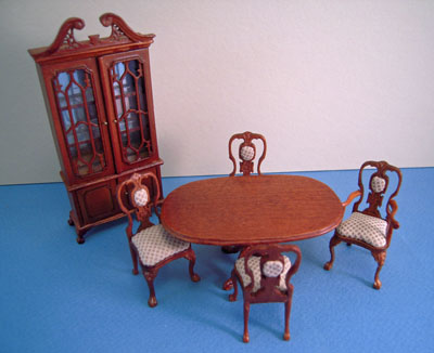 Bespaq 6 Piece Walnut Carrington Dining Room Set 1:24 scale