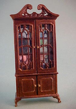 Bespaq Old Walnut Fancy Mullioned China Cabinet 1:24 scale