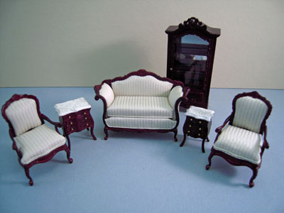 Bespaq Mahogany 6 Piece Benoit Bombe Sofa Set 1:24 scale