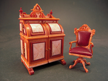 Bespaq Hand Painted Cabinet Desk Set 1:24 scale