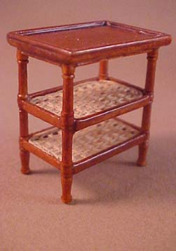 Bespaq Walnut French Country Amise Caned Side Table 1:24 scale