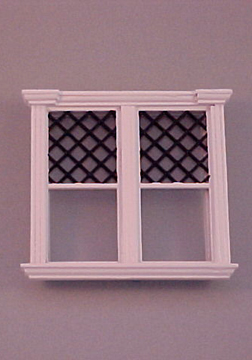 Majestic Mansions Miniature White Westfield Decorated Double Window 1:12 scale