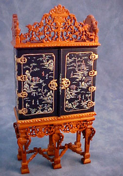 Bespaq Hand Painted Black Grand Estate Cabinet 1:12 scale