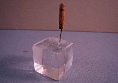 Handcrafted Ice Block with an Ice Pick 1:12 scale