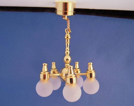 Battery Operated Five Arm Kips Bay Chandelier 1:12 scale 